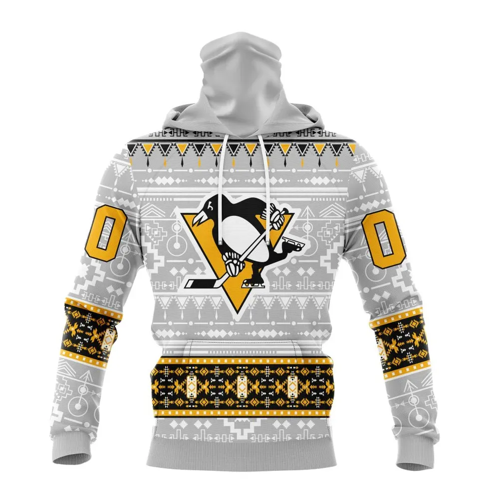 NHL Pittsburgh Penguins Special Native Design St2302 Mask Hoodie