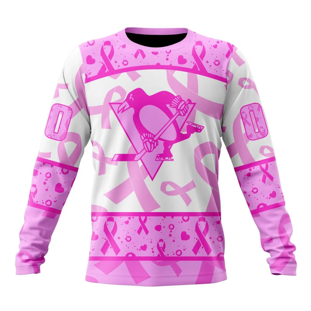 NHL Pittsburgh Penguins Special Pink October Breast Cancer Awareness Month St2302 Long Sleeved Sweatshirt 