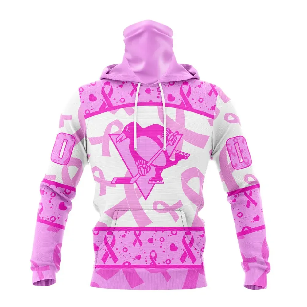 NHL Pittsburgh Penguins Special Pink October Breast Cancer Awareness Month St2302 Mask Hoodie