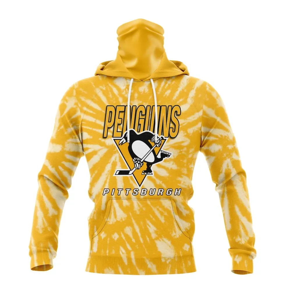 NHL Pittsburgh Penguins Special Retro Vintage Tie Dye St2201 Mask Hoodie