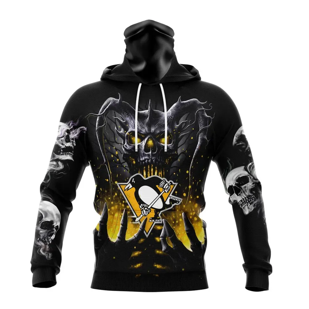 NHL Pittsburgh Penguins Special Skull Art Design St2301 Mask Hoodie