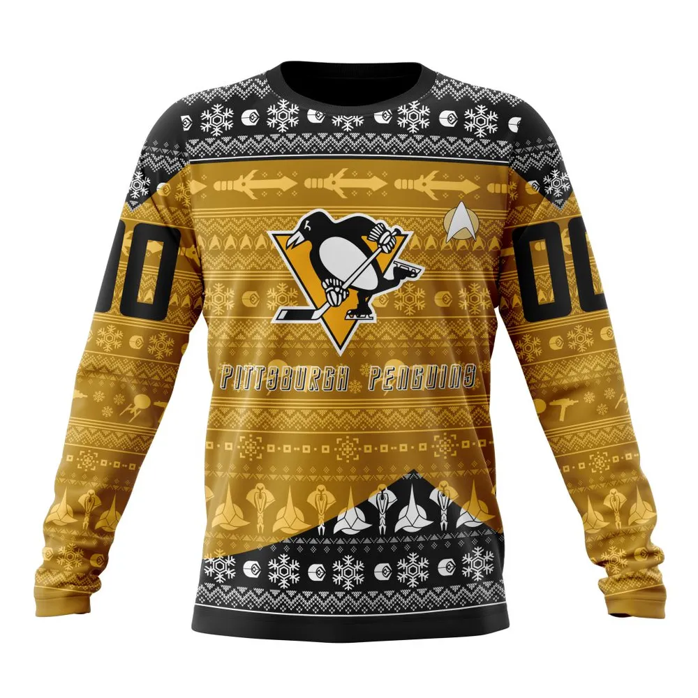 NHL Pittsburgh Penguins Special Star Trek Design St2201 Long Sleeved Sweatshirt 