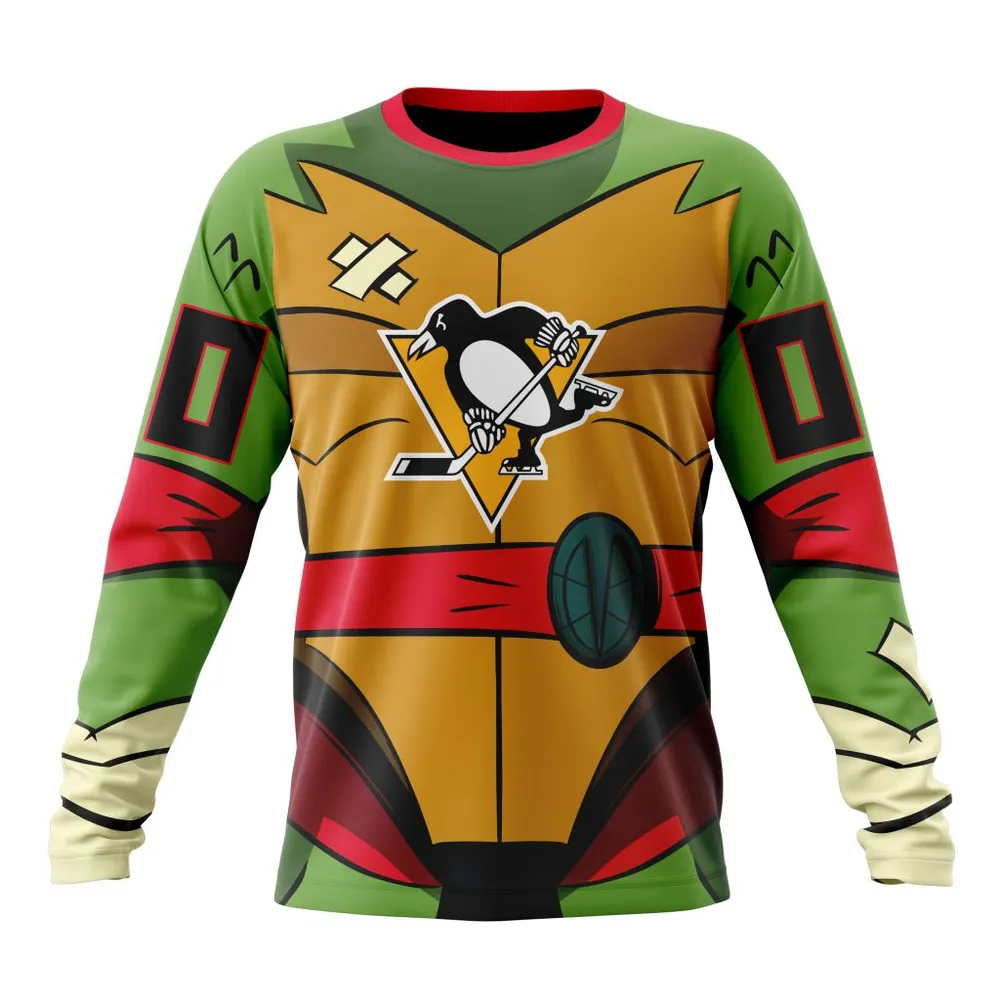 NHL Pittsburgh Penguins Special Teenage Mutant Ninja Turtles Design St2301 Long Sleeved Sweatshirt 