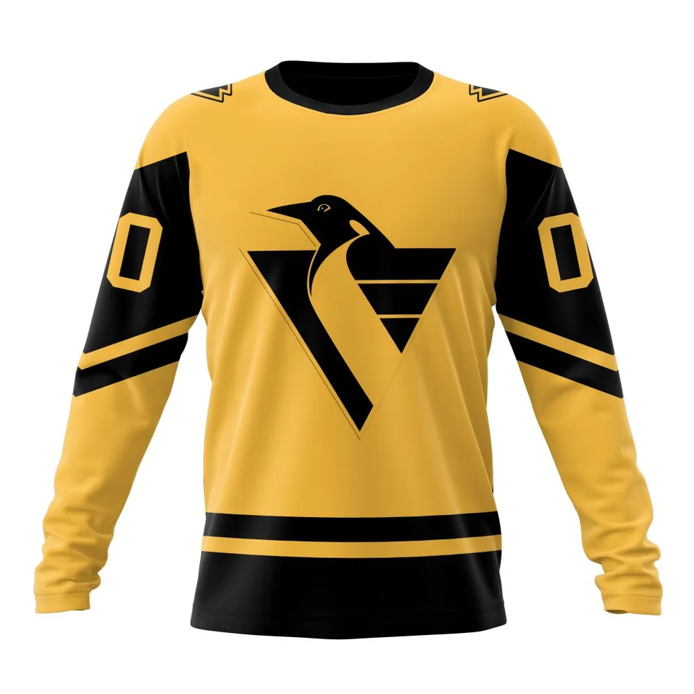 NHL Pittsburgh Penguins Special Two-Tone Design St2401 Long Sleeved Sweatshirt 