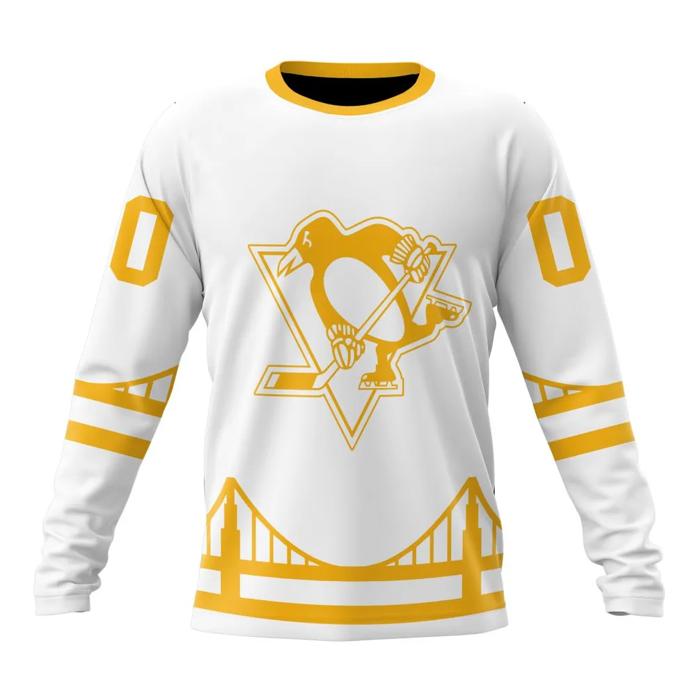 NHL Pittsburgh Penguins Special Whiteout Design St2401 Long Sleeved Sweatshirt 