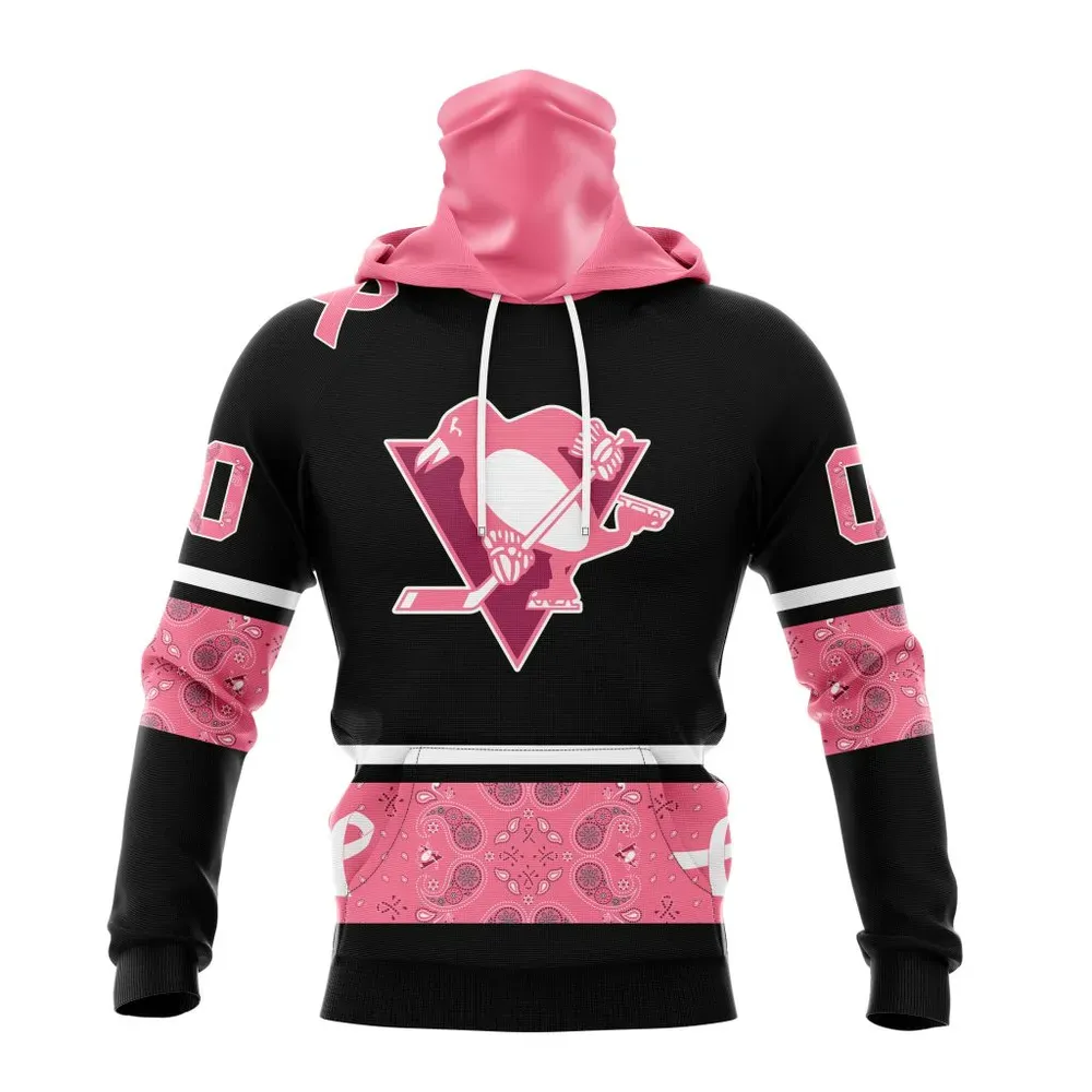 NHL Pittsburgh Penguins | Specialized Design In Classic Style With Paisley! In October We Wear Pink Breast Cancer Mask Hoodie