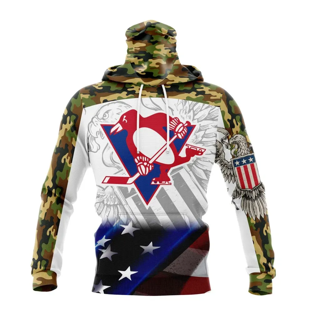 NHL Pittsburgh Penguins | Specialized Design With Our America Flag And Our America Eagle Mask Hoodie