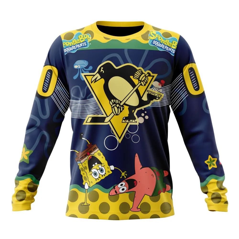 NHL Pittsburgh Penguins | Specialized Jersey With Spongebob Long Sleeved Sweatshirt 