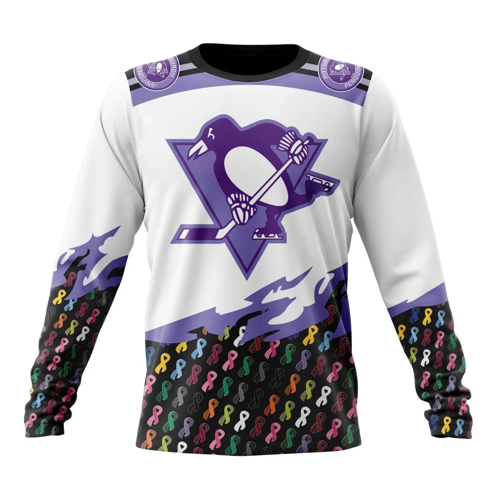 NHL Pittsburgh Penguins | Specialized Kits In October We Stand Together We Can Beat Cancer Long Sleeved Sweatshirt 