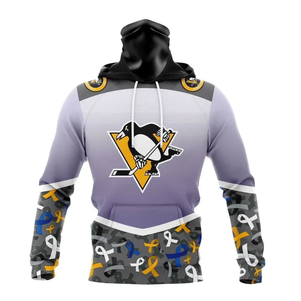 NHL Pittsburgh Penguins | Specialized Sport Fights Again All Cancer V0122 Mask Hoodie