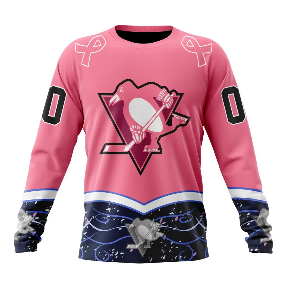 NHL Pittsburgh Penguins | Specialized Unisex For Hockey Fights Cancer Long Sleeved Sweatshirt 