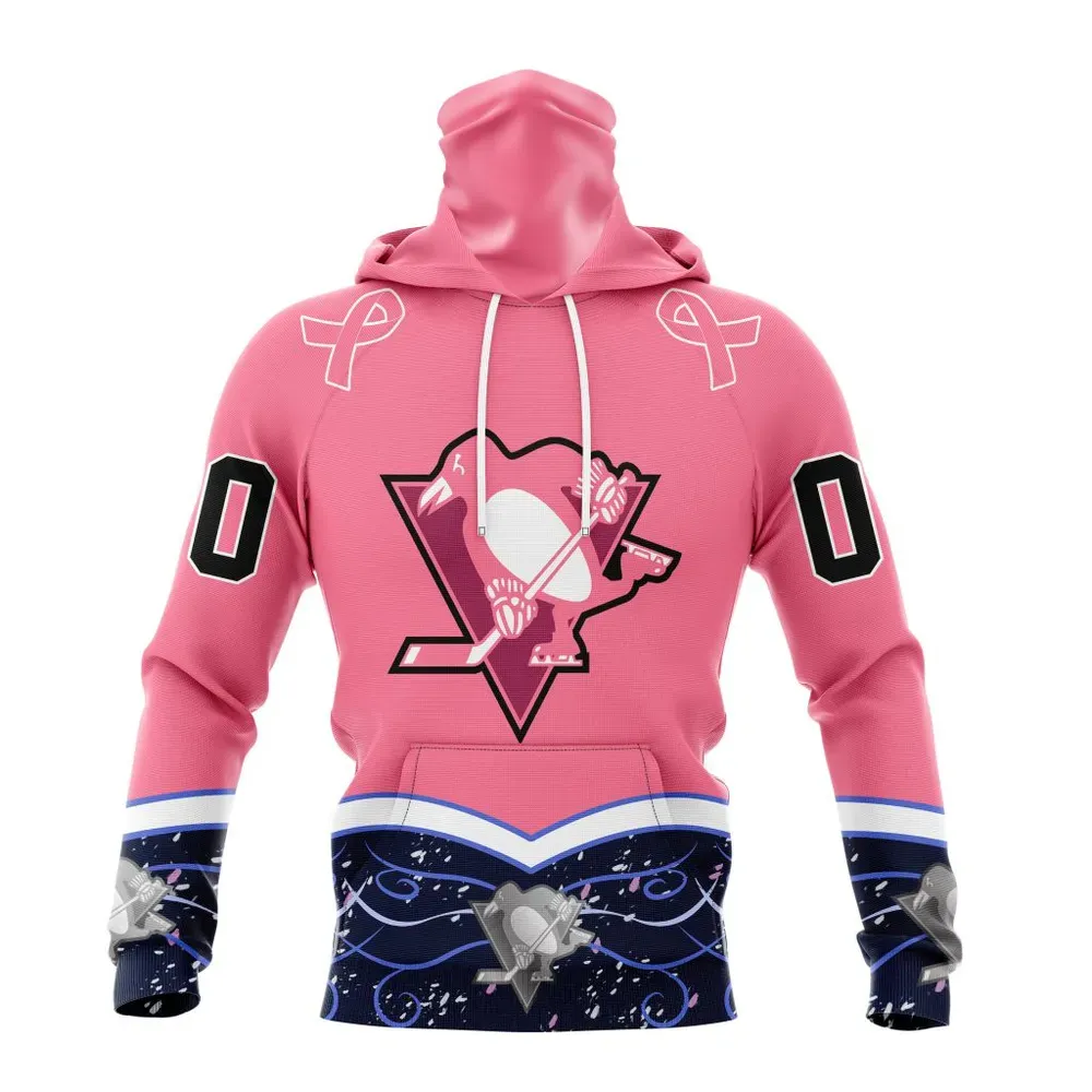 NHL Pittsburgh Penguins | Specialized Unisex For Hockey Fights Cancer Mask Hoodie