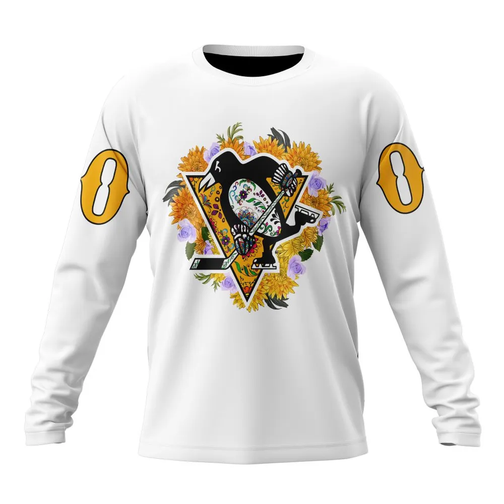 NHL Pittsburgh Penguins | Specialized Unisex Kits Dia De Muertos Long Sleeved Sweatshirt 