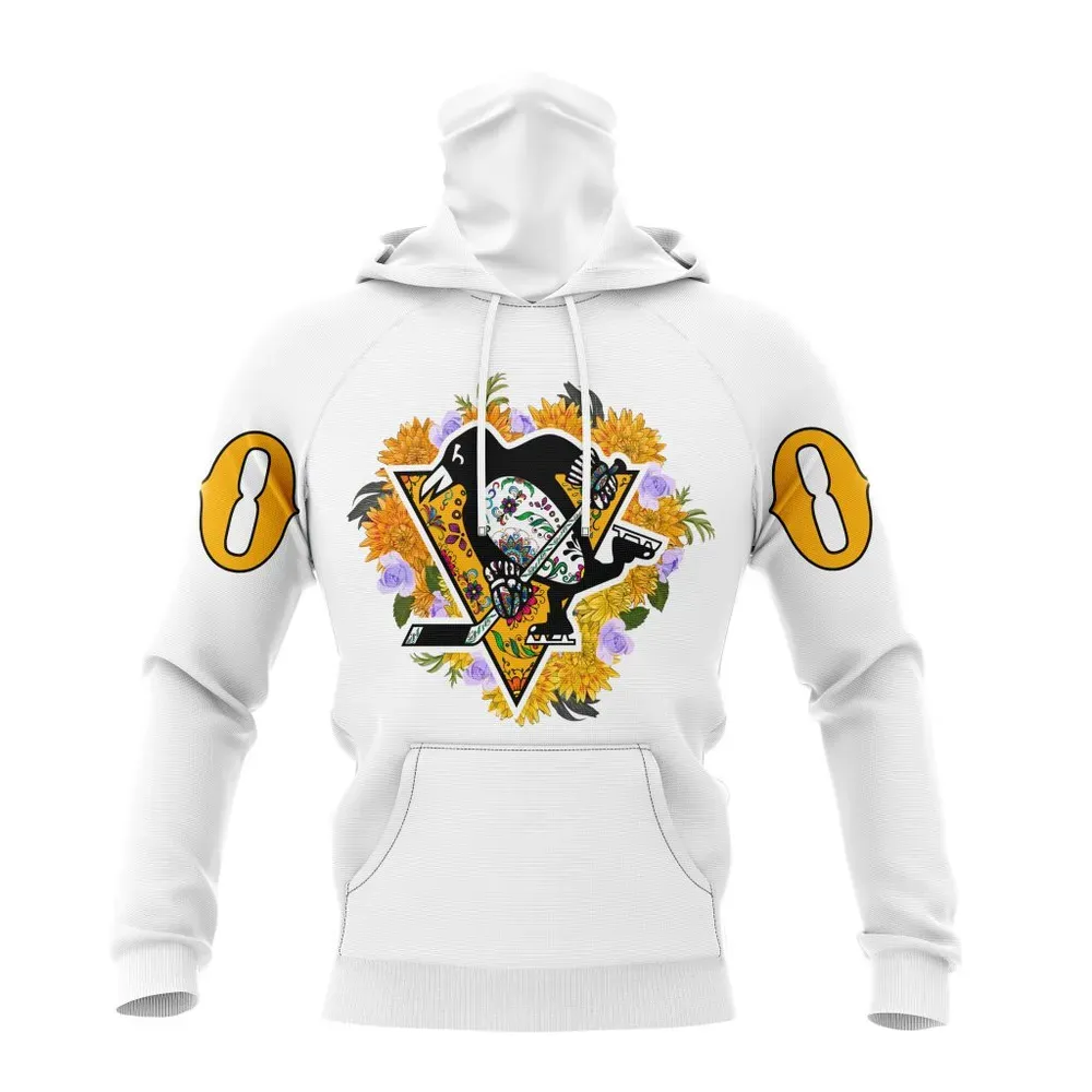 NHL Pittsburgh Penguins | Specialized Unisex Kits Dia De Muertos Mask Hoodie