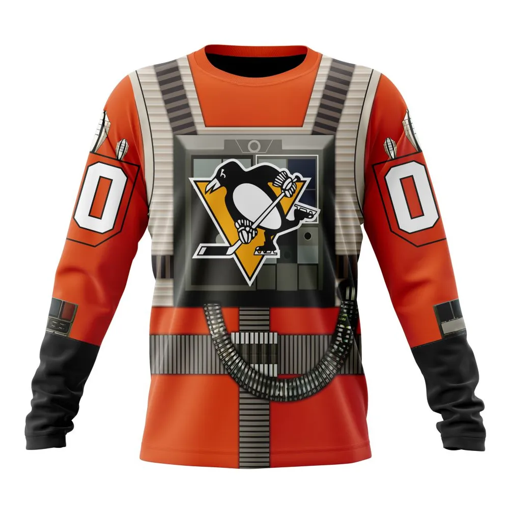 NHL Pittsburgh Penguins Star Wars Rebel Pilot Design St2201 Long Sleeved Sweatshirt 