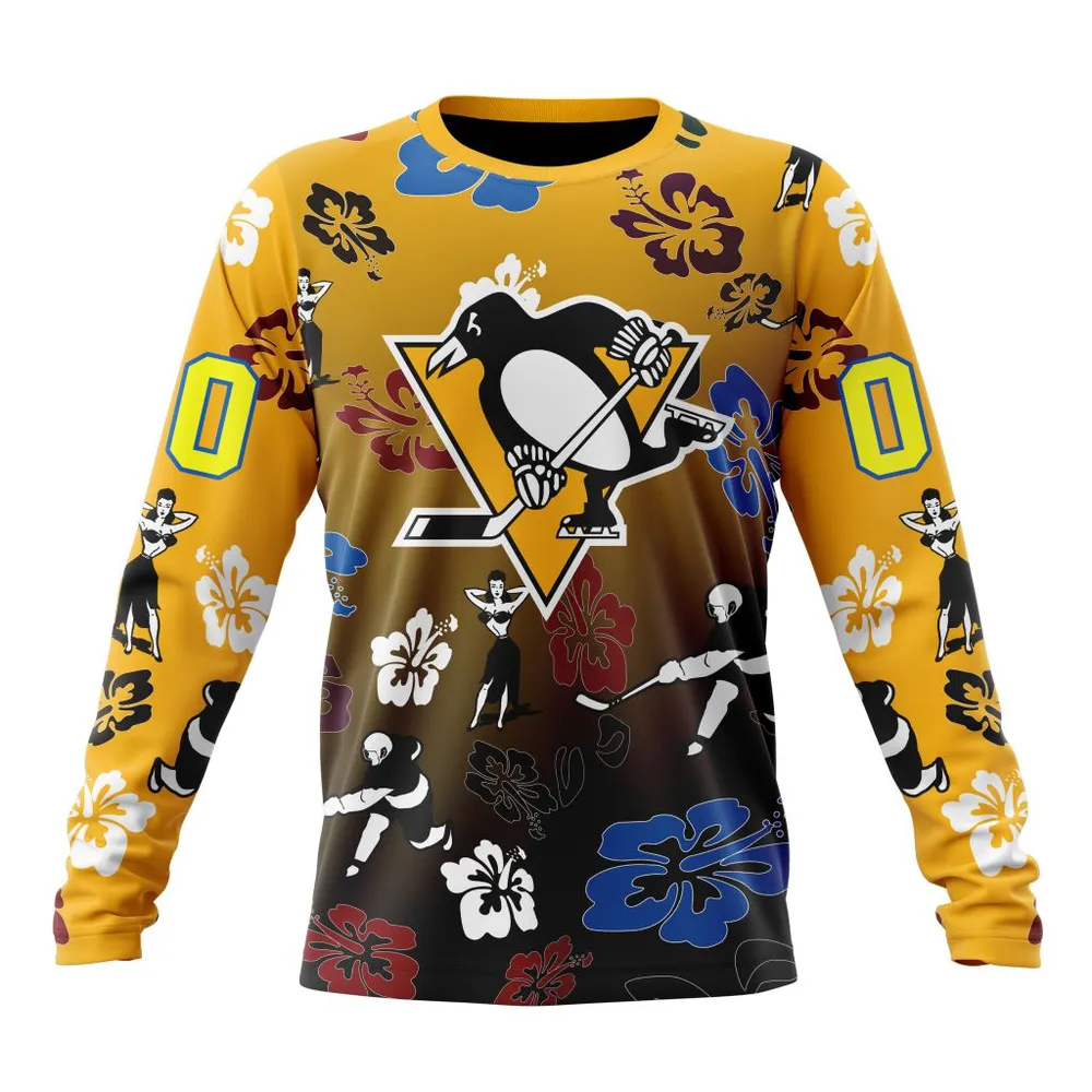 NHL Pittsburgh Penguins X Hawaii Specialized Design For Hawaiia V0122 Long Sleeved Sweatshirt 