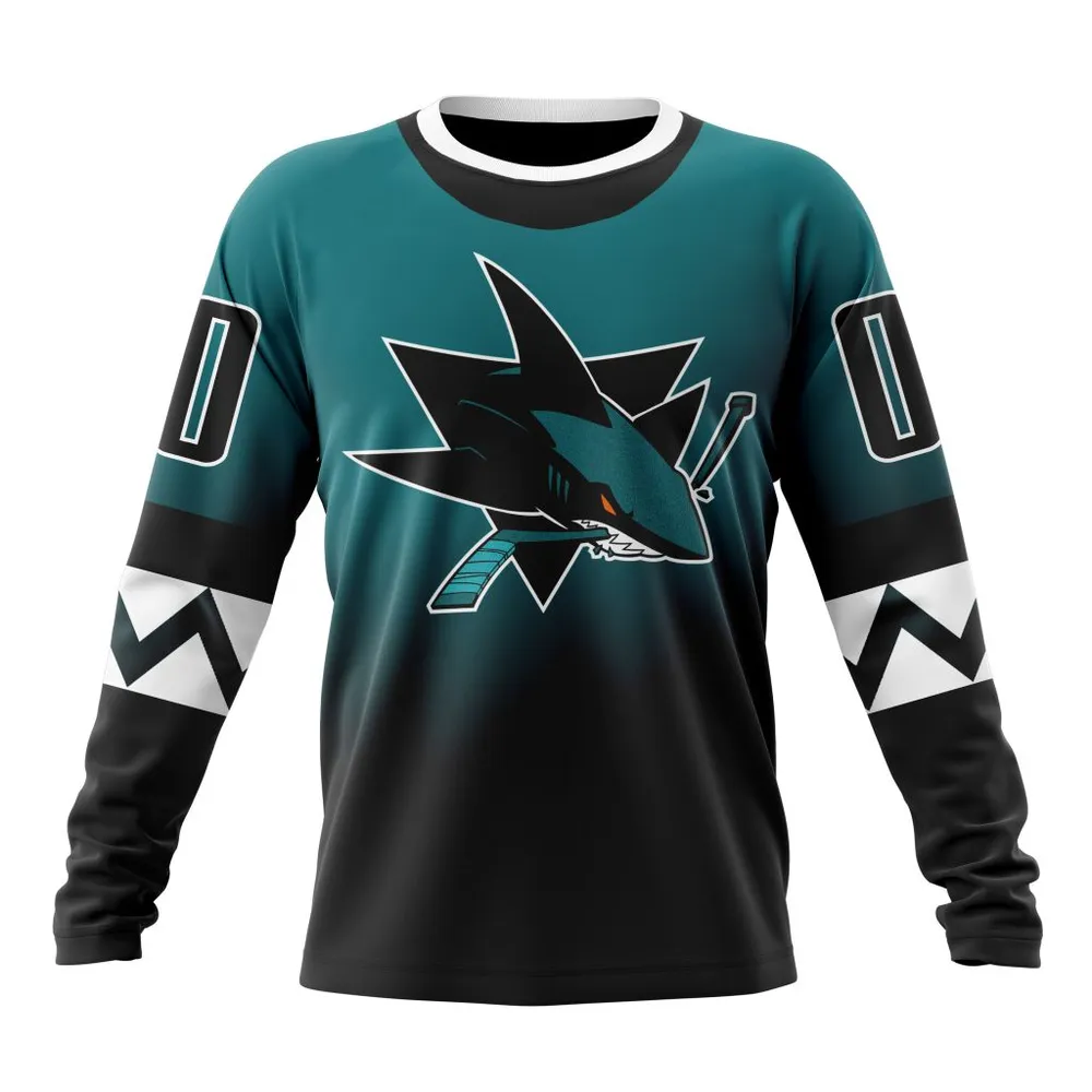 NHL San Jose Sharks Personalize Gradient Series Concept St2301 Long Sleeved Sweatshirt 