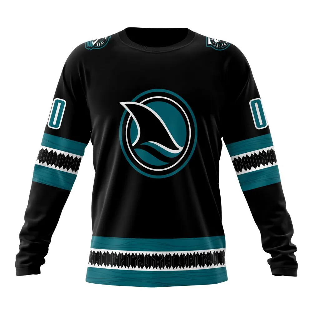 NHL San Jose Sharks Personalized Alternate Concepts Kits St2401 Long Sleeved Sweatshirt 