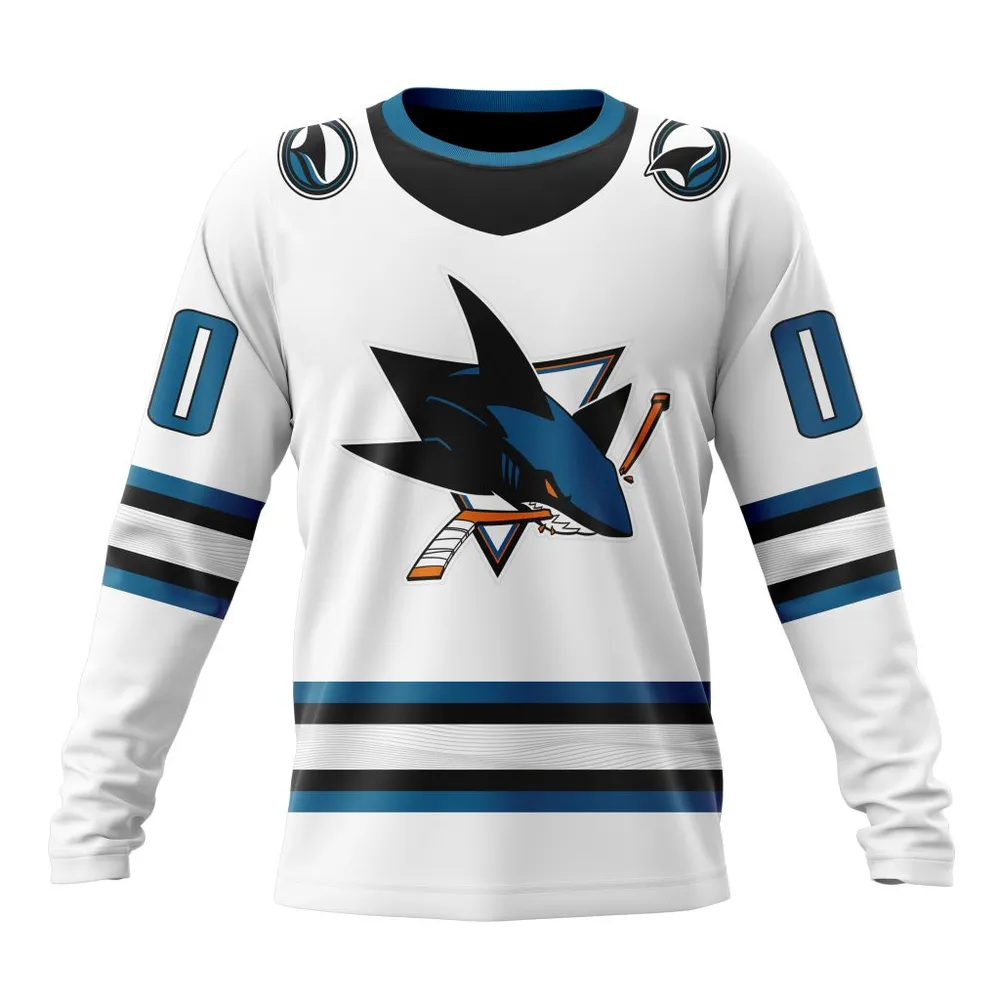 NHL San Jose Sharks Personalized Away Kits Long Sleeved Sweatshirt 