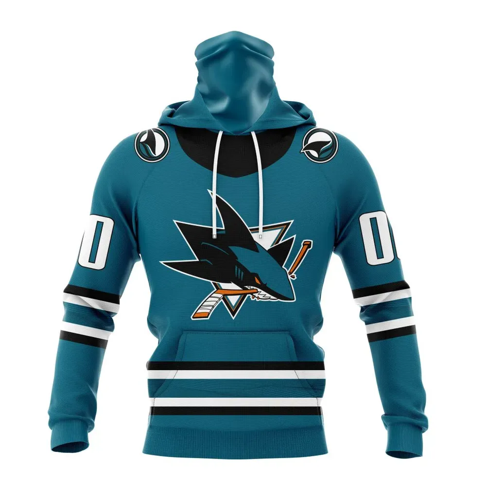 NHL San Jose Sharks Personalized Home Kits Mask Hoodie