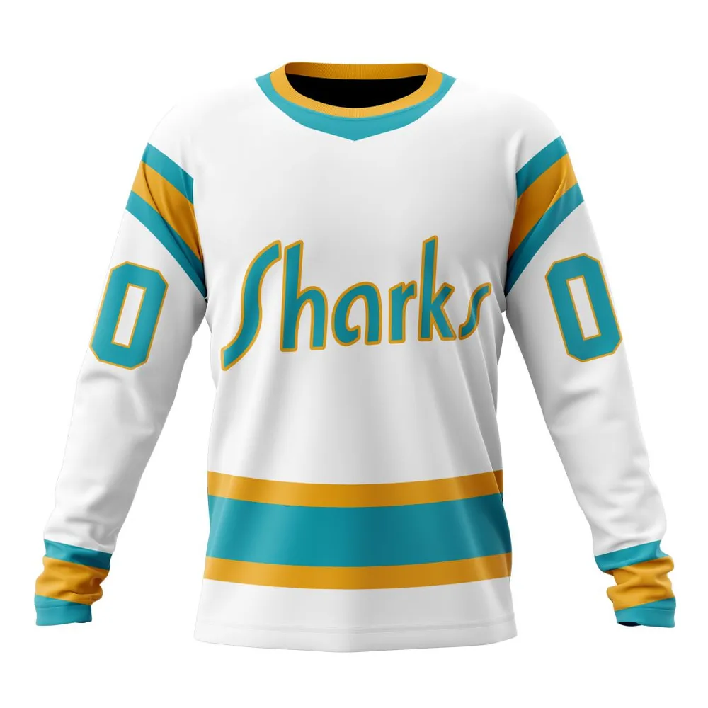 NHL San Jose Sharks Reverse Retro Kits Long Sleeved Sweatshirt 