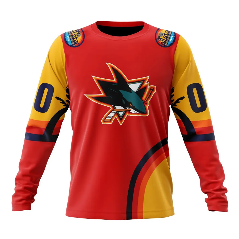 NHL San Jose Sharks Special All-Star Game Design With Florida Sunset Long Sleeved Sweatshirt 