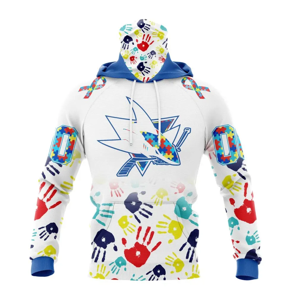 NHL San Jose Sharks Special Autism Awareness Design St2203 Mask Hoodie