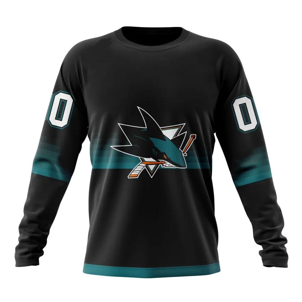 NHL San Jose Sharks Special Black And Gradient Design St2301 Long Sleeved Sweatshirt 