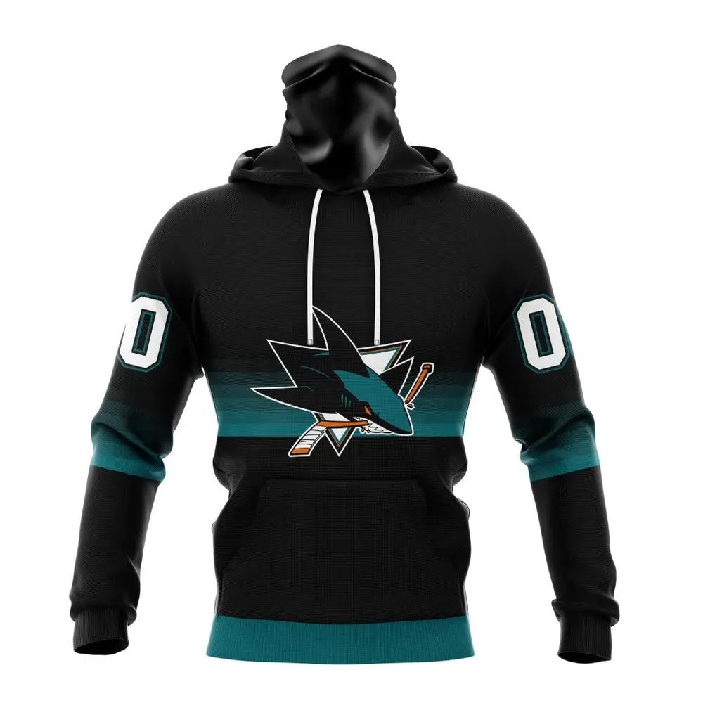 NHL San Jose Sharks Special Black And Gradient Design St2301 Mask Hoodie