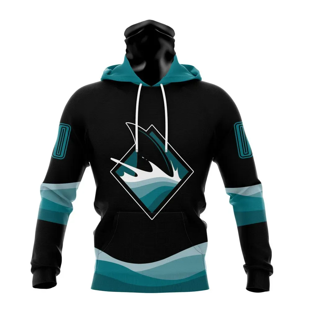 NHL San Jose Sharks Special Blackout Design St2401 Mask Hoodie