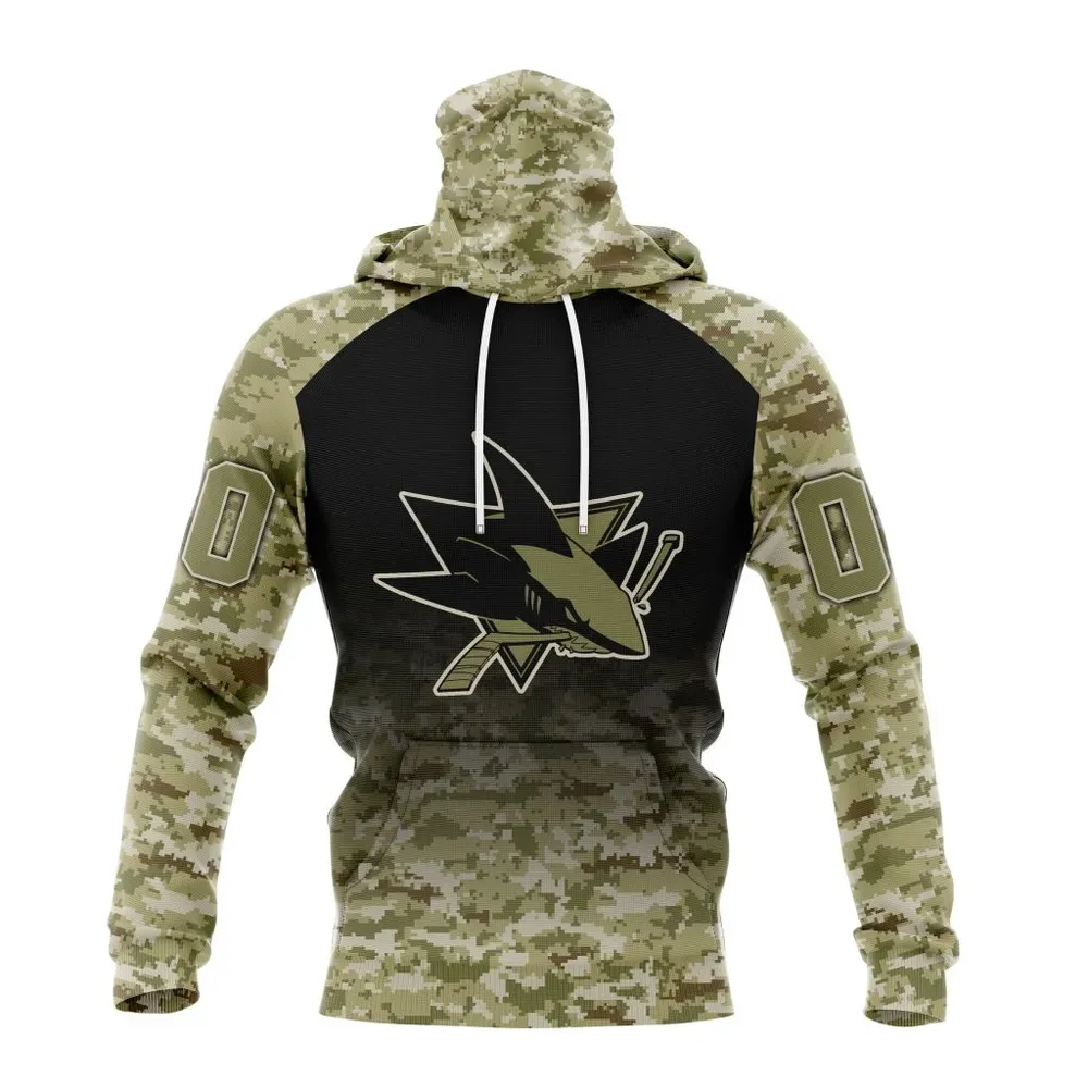 NHL San Jose Sharks Special Camo Design For Veterans Day St2302 Mask Hoodie