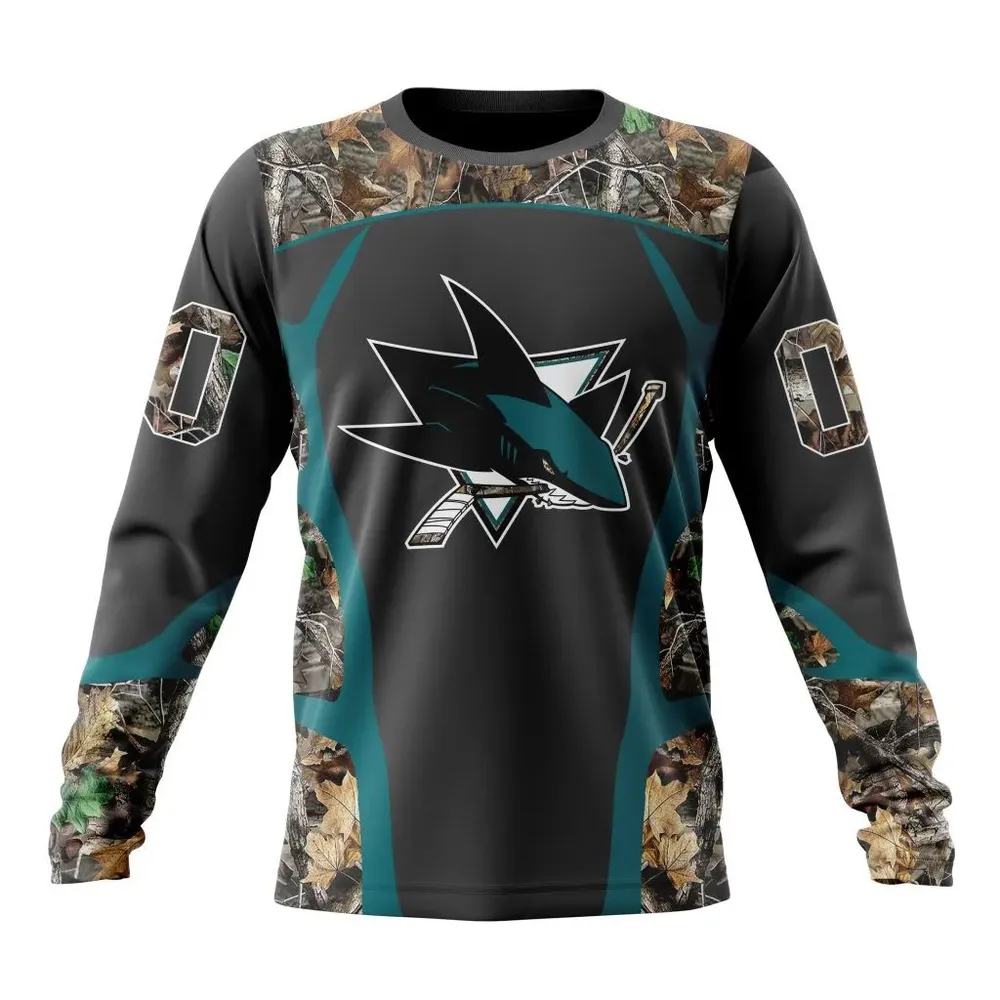 NHL San Jose Sharks Special Camo Hunting Design V2302 Long Sleeved Sweatshirt 