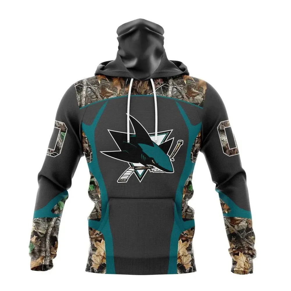 NHL San Jose Sharks Special Camo Hunting Design V2302 Mask Hoodie