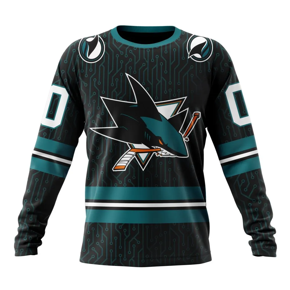 NHL San Jose Sharks Special City Connect Design St2402 Long Sleeved Sweatshirt 