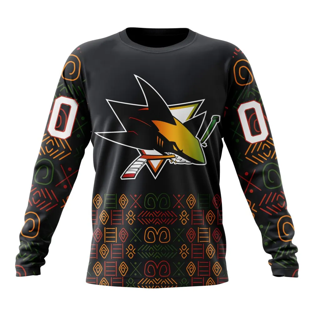 NHL San Jose Sharks Special Design For Black History Month St2401 Long Sleeved Sweatshirt 