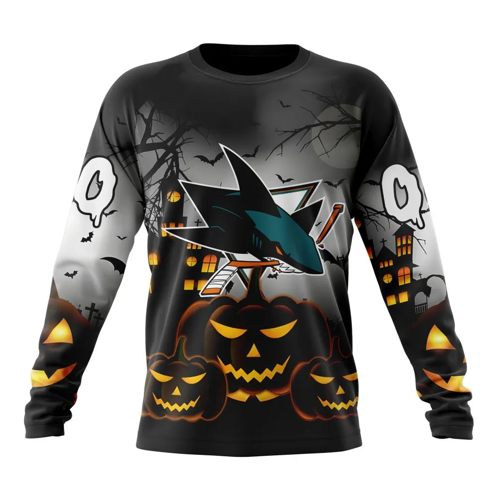 NHL San Jose Sharks Special Design For Halloween St2302 Long Sleeved Sweatshirt 