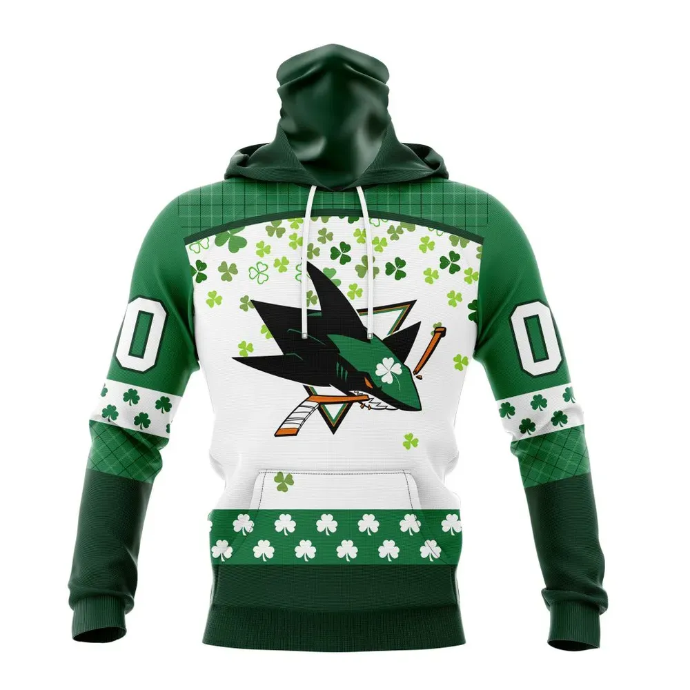 NHL San Jose Sharks Special Design For St. Patrick Day St2401 Mask Hoodie