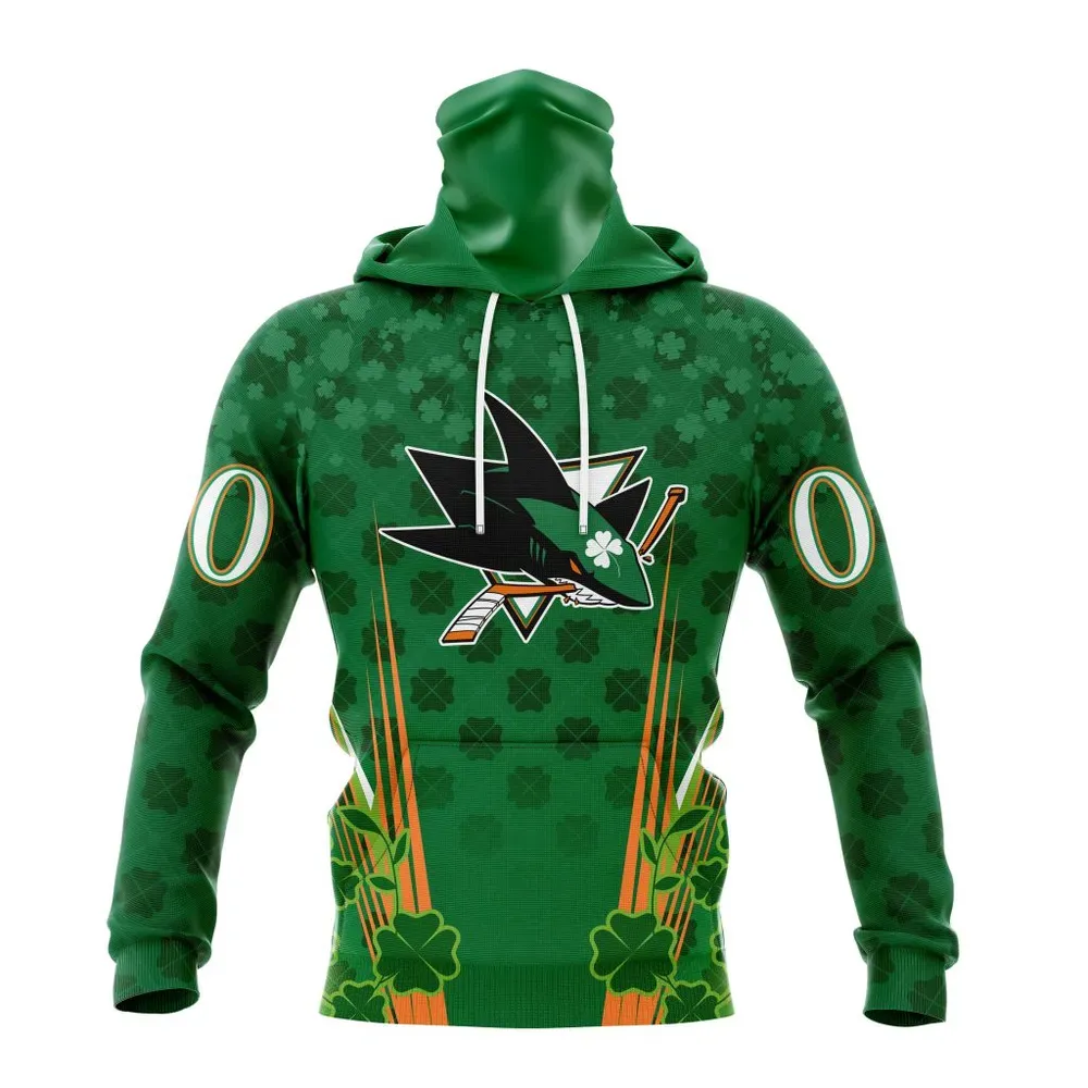 NHL San Jose Sharks Special Design For St. Patrickâ€™S Day St2402 Mask Hoodie