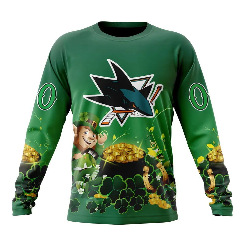 NHL San Jose Sharks Special Design For St. Patrickâ€™S Day St2403 Long Sleeved Sweatshirt 