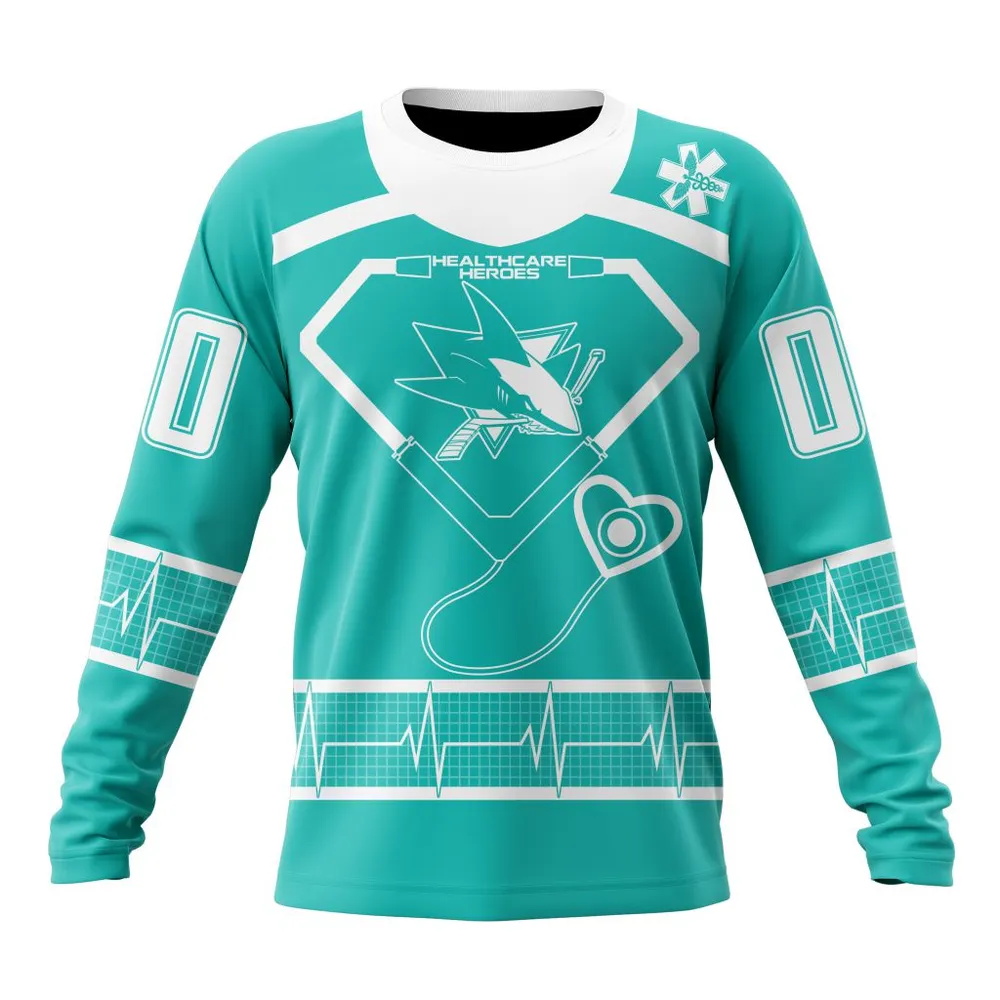 NHL San Jose Sharks Special Design Honoring Healthcare Heroes St2301 Long Sleeved Sweatshirt 