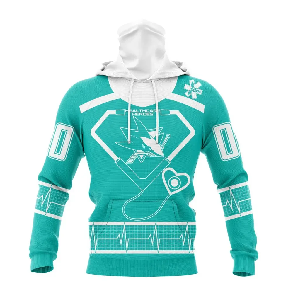 NHL San Jose Sharks Special Design Honoring Healthcare Heroes St2301 Mask Hoodie