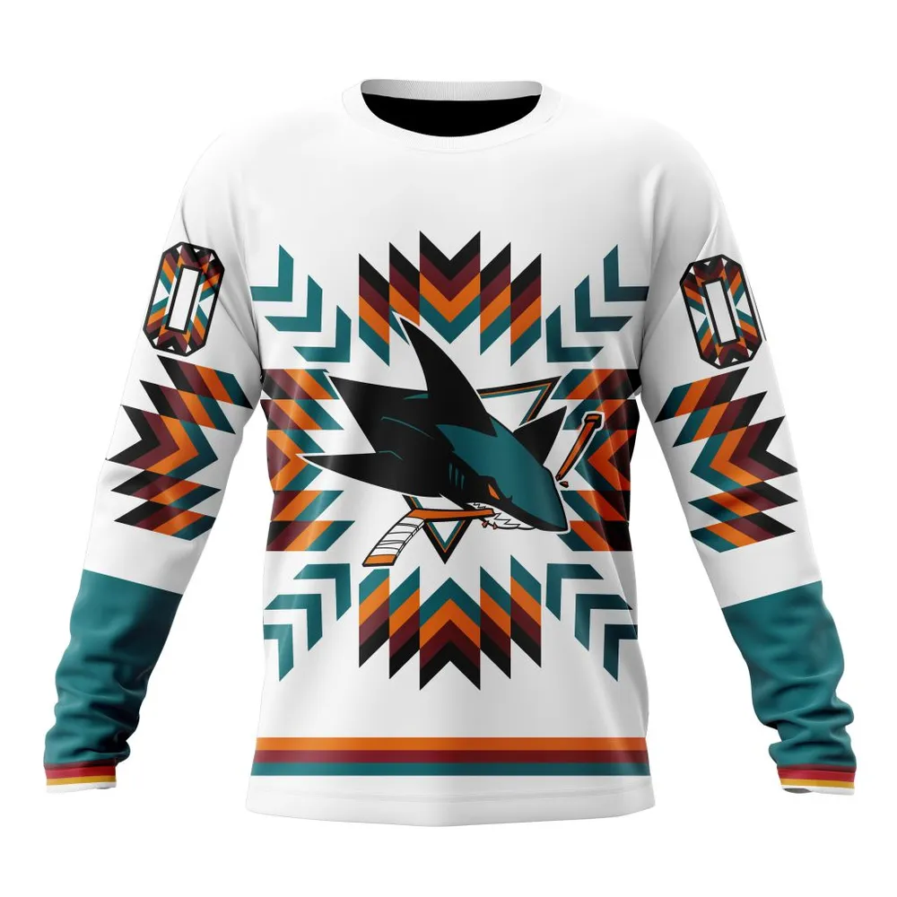 NHL San Jose Sharks Special Design With Native Pattern St2302 Long Sleeved Sweatshirt 