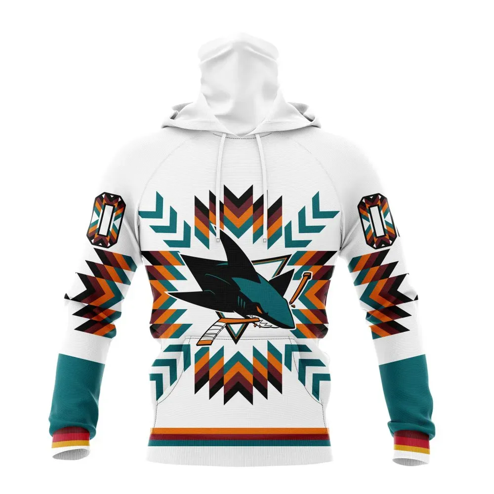 NHL San Jose Sharks Special Design With Native Pattern St2302 Mask Hoodie