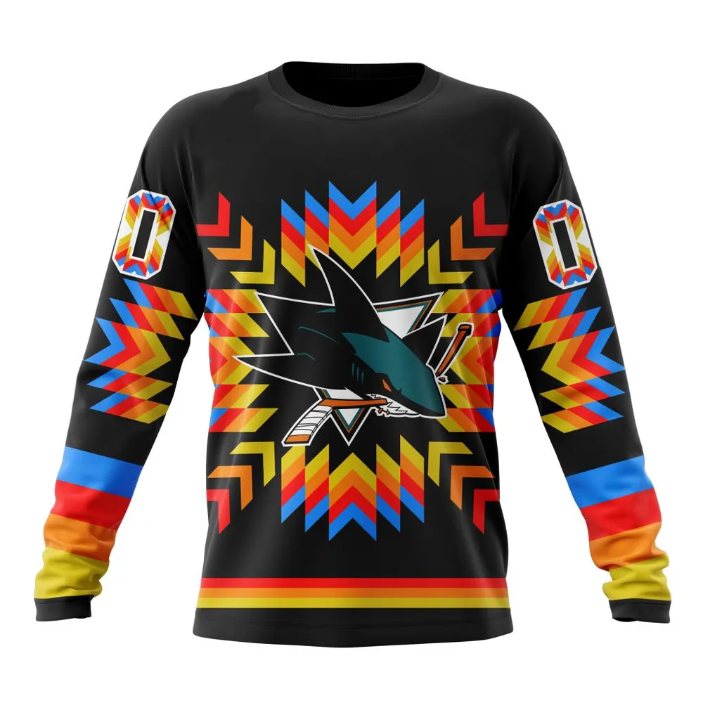 NHL San Jose Sharks Special Design With Native Pattern St2306 Long Sleeved Sweatshirt 