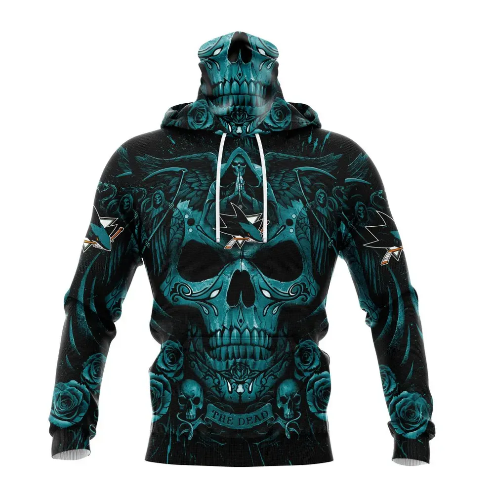 NHL San Jose Sharks Special Design With Skull Art St2203 Mask Hoodie