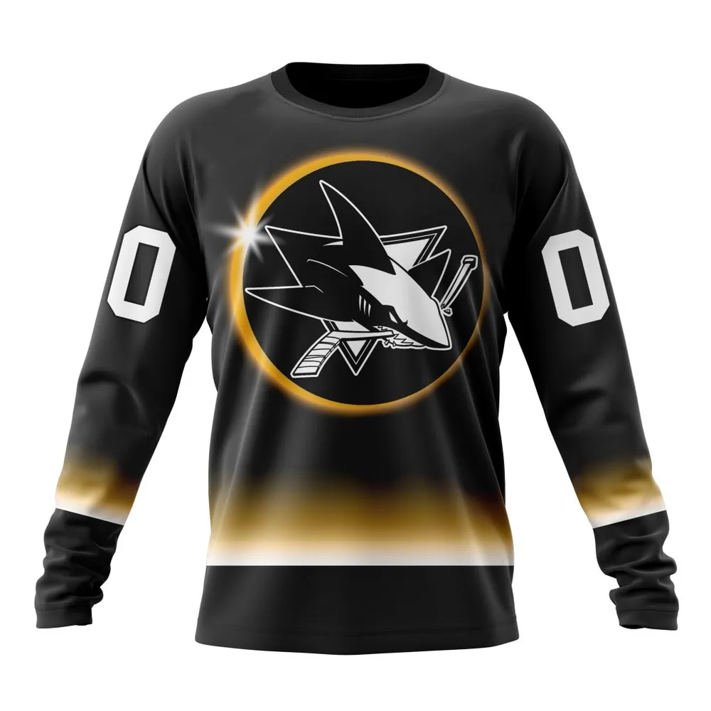 NHL San Jose Sharks Special Eclipse Design St2401 Long Sleeved Sweatshirt 