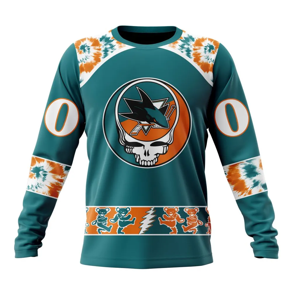 NHL San Jose Sharks Special Grateful Dead Design St2301 Long Sleeved Sweatshirt 