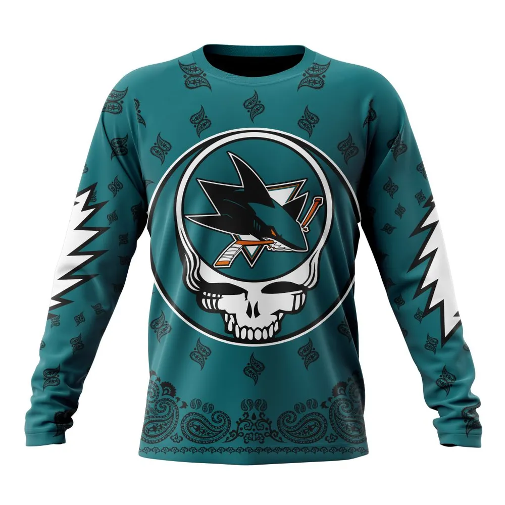 NHL San Jose Sharks Special Grateful Dead Design St2303 Long Sleeved Sweatshirt 