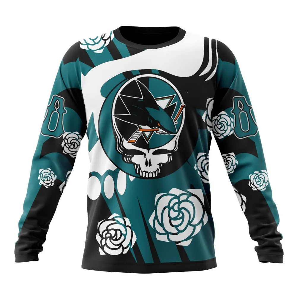 NHL San Jose Sharks Special Grateful Dead Design St2305 Long Sleeved Sweatshirt 