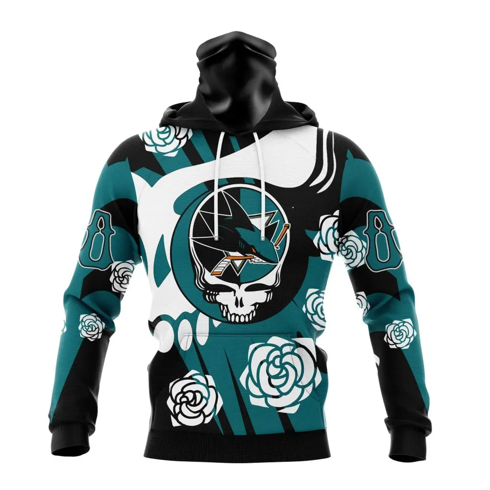 NHL San Jose Sharks Special Grateful Dead Design St2305 Mask Hoodie